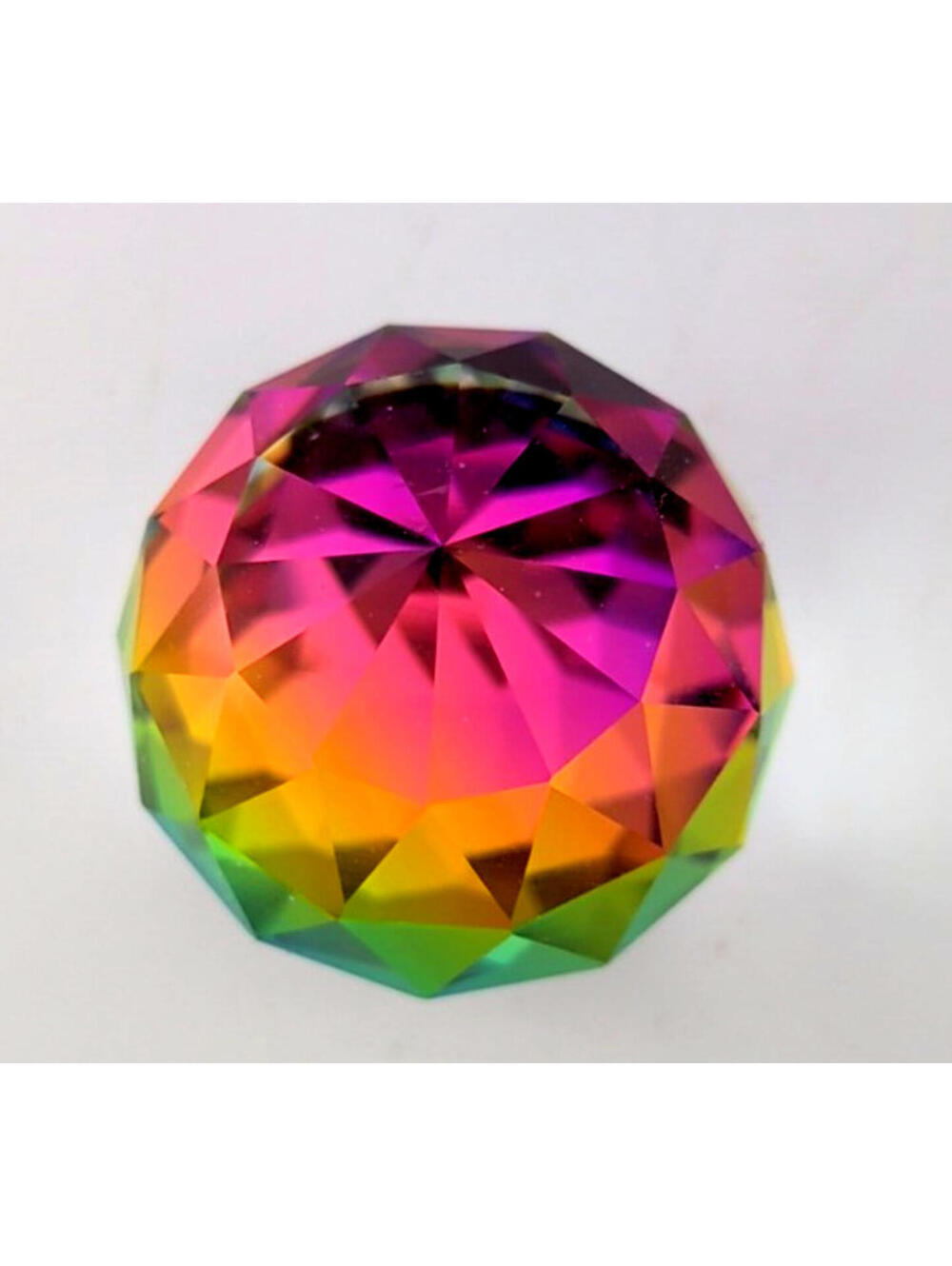 VTG Swarovski K9Crystal Vitrail Medium Round Prismatic Paperweight Rainbow Facet - Picture 8 of 12